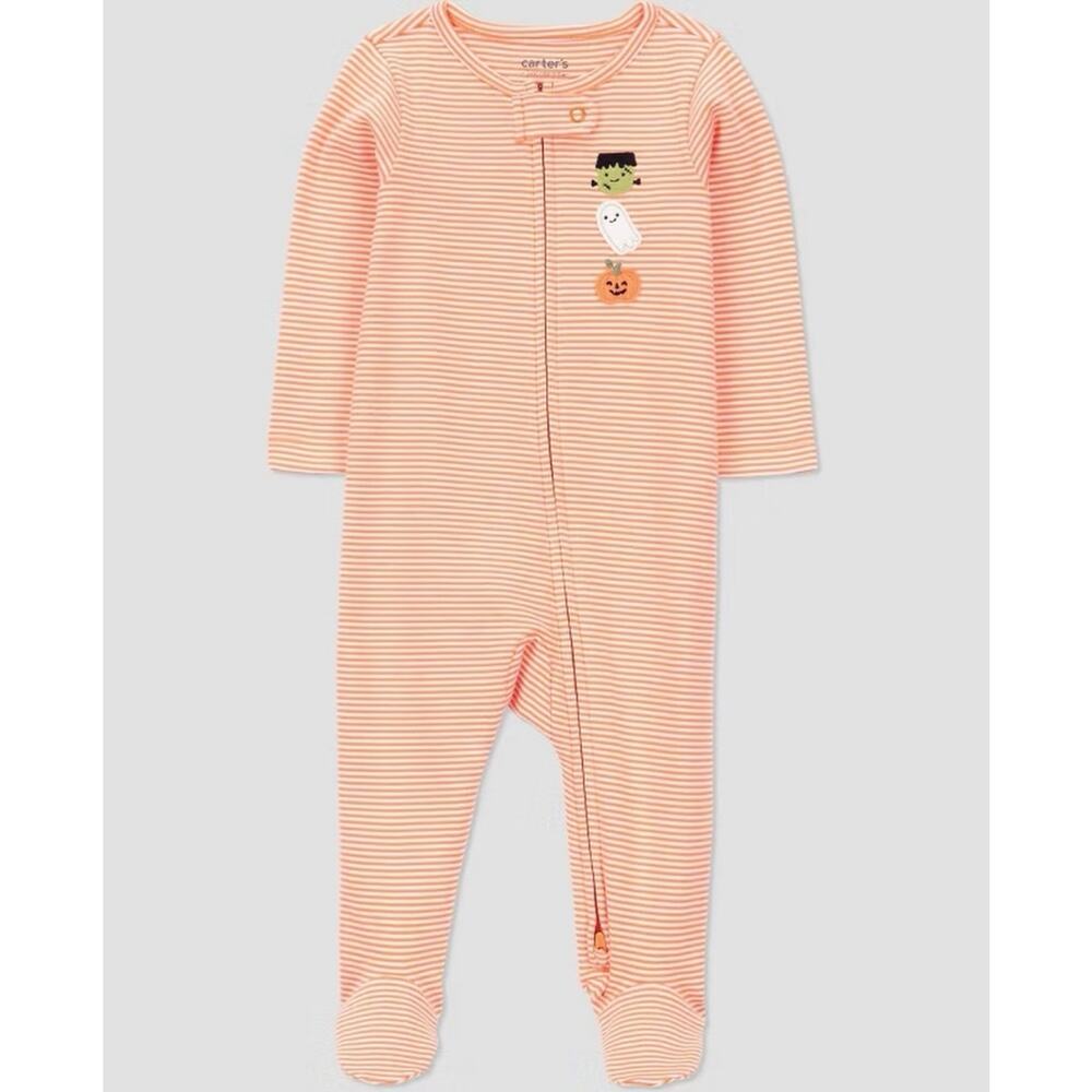 Carter’s Just For You Orange and White Striped Sleep N’ Play